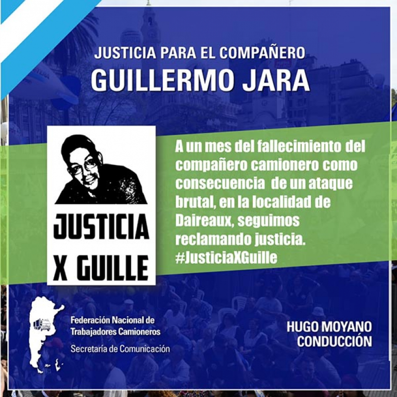 Pedimos justicia por el compañero Guillermo Jara