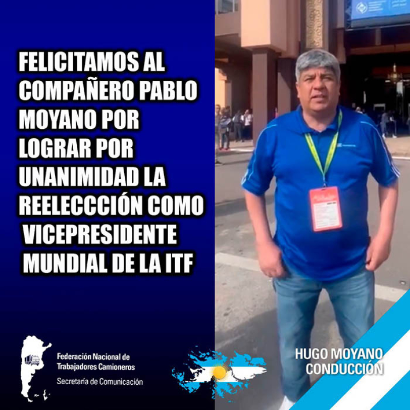 Pablo Moyano fue reelecto como Vice Presidente de Latinoamérica y el Caribe ITF