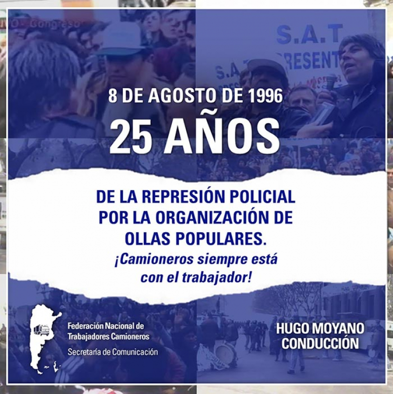 8 de agosto - Represión policial para evitar la instalación de ollas populares