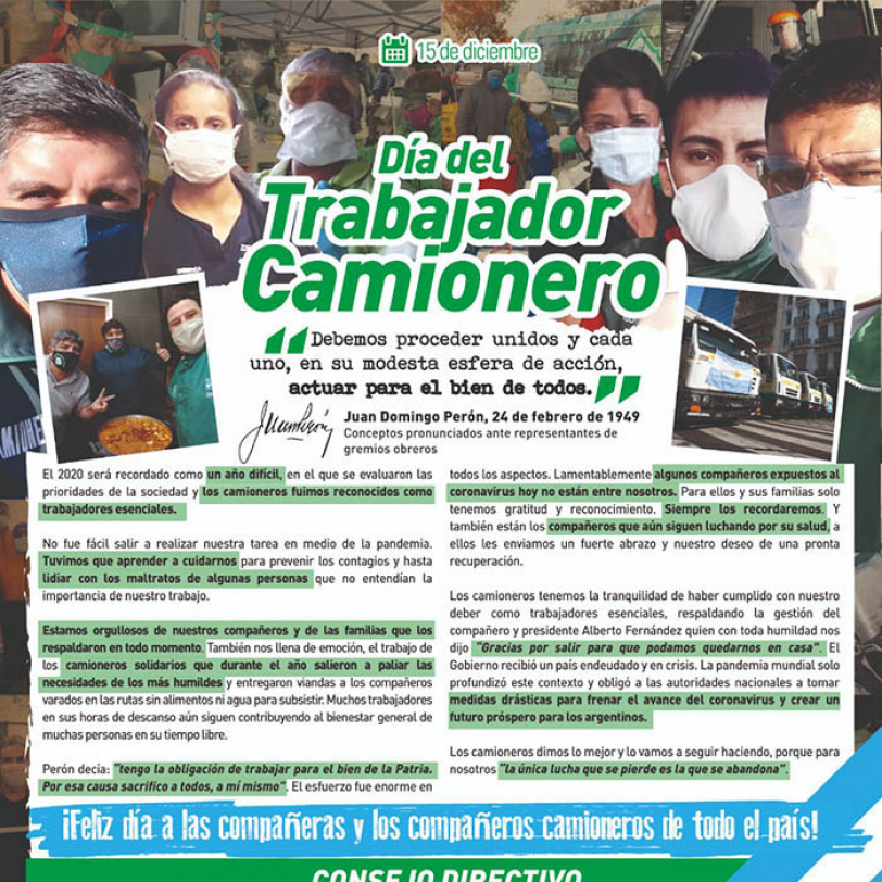 15 de Diciembre - Día del Trabajador Camionero