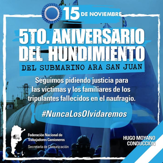 15 de noviembre - 5to. Aniversario del  hundimiento del submarino ARA San Juan