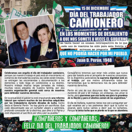 15 de diciembre D&iacute;a del Trabajador Camionero