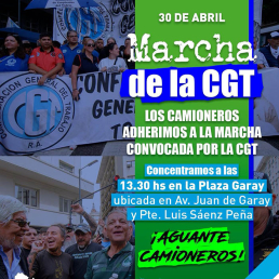Concentración de camioneros a la marcha de la CGT