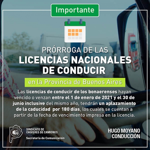 Prórroga de las Licencias Nacionales Bonaerenses