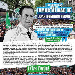 1 de julio  Paso a la Inmortalidad de Juan Domingo Per&oacute;n