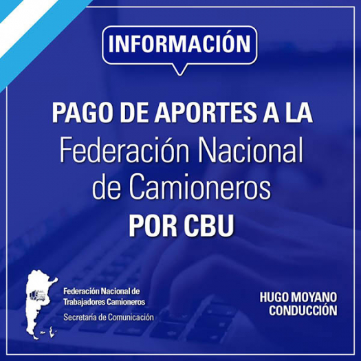 Información para el Pago de aportes Federación CBU (excepto Empresas del Sindicato de Buenos Aires)