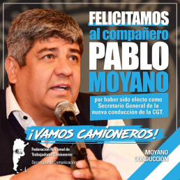 ¡Felicitaciones compañero Pablo Moyano!